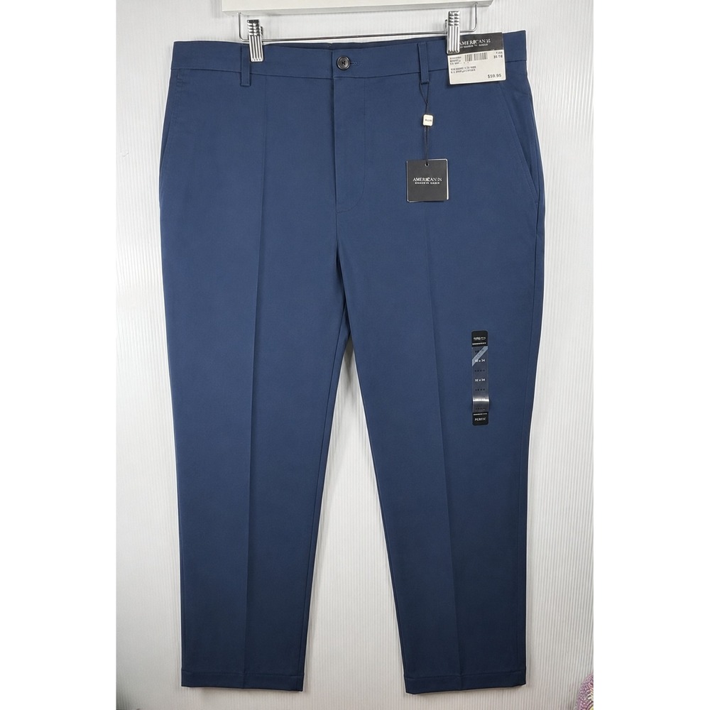 Awearness Kenneth Cole Pants Men Blue Performance Flex Chino Modern Flat